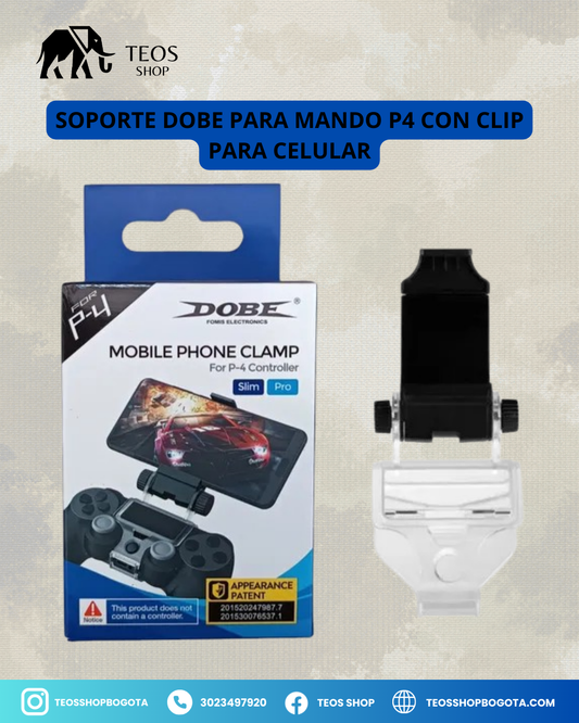 Soporte Dobe para mando P4 con clip para celular