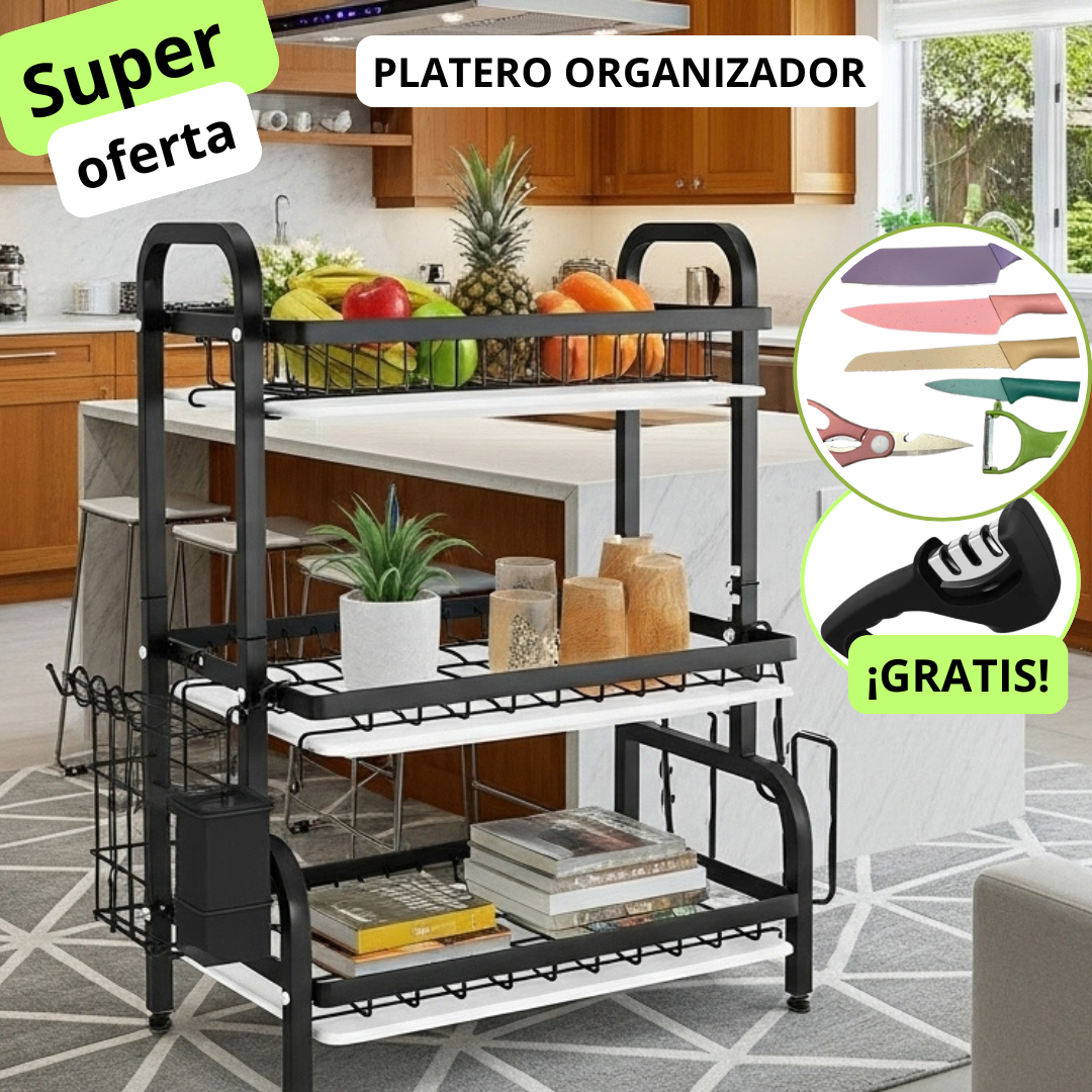 Escurridor de Platos de 3 Niveles Multifuncional – Acero Anticorrosivo
