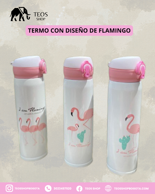 Termo con diseño de flamingo