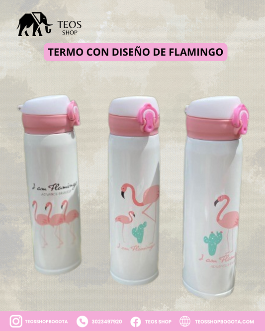 Termo con diseño de flamingo
