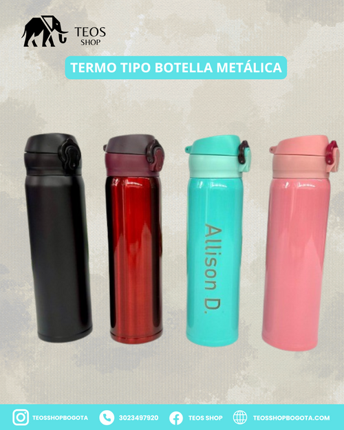 Termo tipo botella metálica