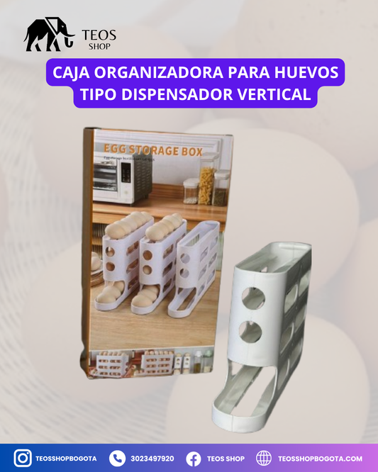 Caja organizadora para huevos tipo dispensador vertical