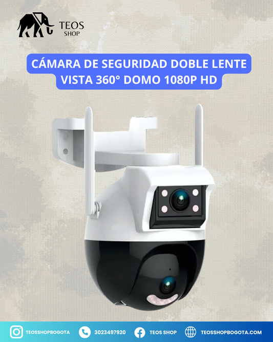 Cámara de seguridad Doble Lente Vista 360° Domo 1080p Hd