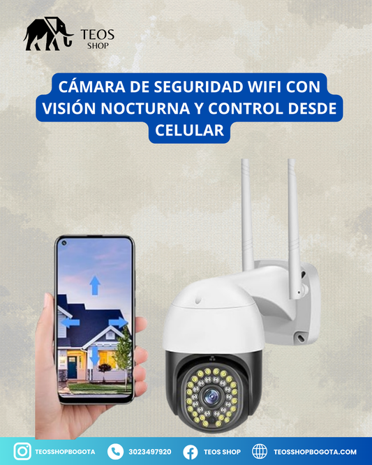 Cámara de seguridad WiFi con visión nocturna y control desde celular