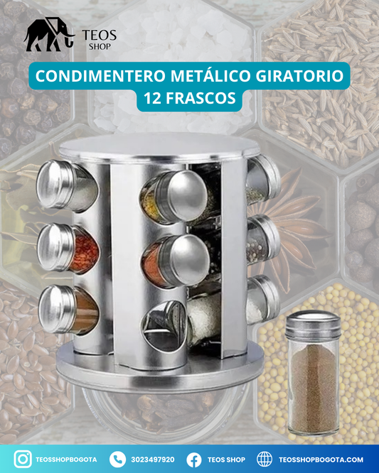 Condimentero Metálico Giratorio 12 Frascos