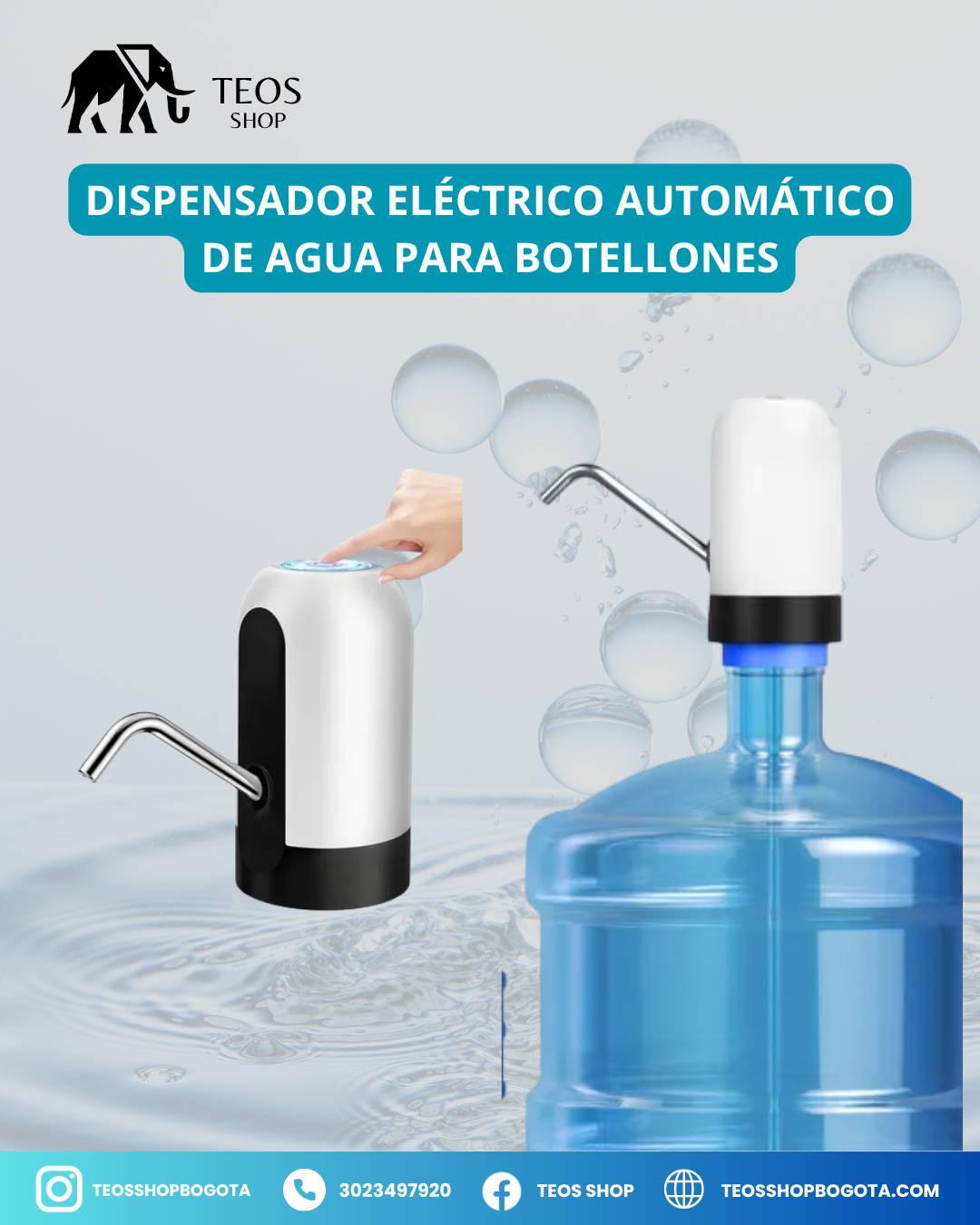 Dispensador eléctrico automático de agua para botellones
