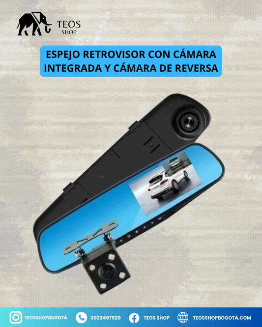 Espejo retrovisor con cámara integrada y cámara de reversa