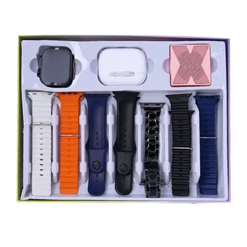 Combo i-740 Ultra 3 Suit (Smartwatch + Audífonos + Mini Parlante + Correas)
