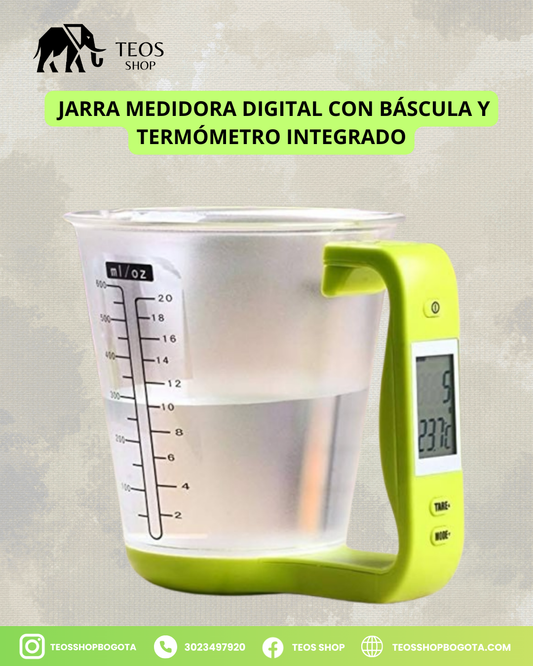 Jarra medidora digital con báscula y termómetro integrado