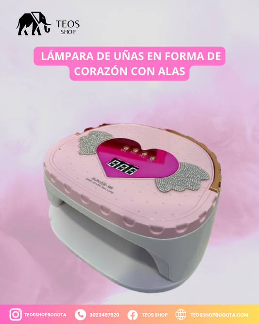 Lámpara de uñas en forma de corazón con ala