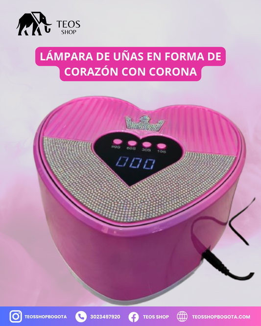 Lámpara de uñas en forma de corazón con corona