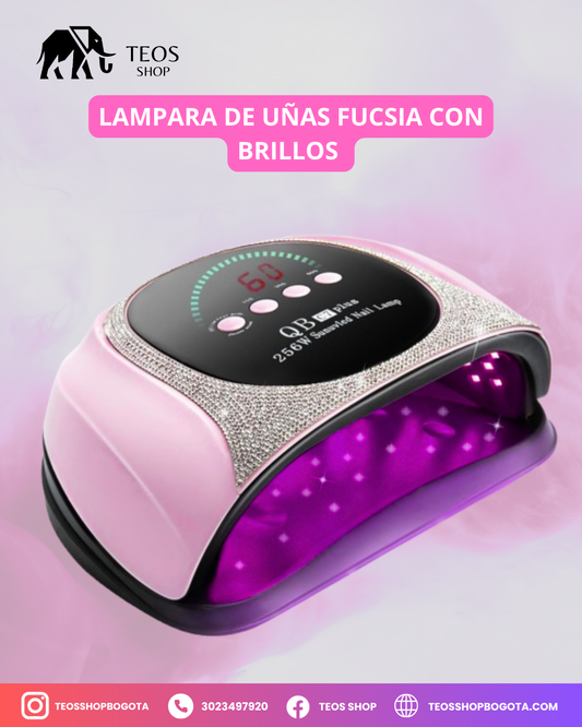 Lampara de uñas fucsia con brillos