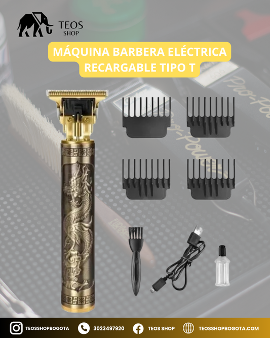 Máquina barbera eléctrica recargable tipo T