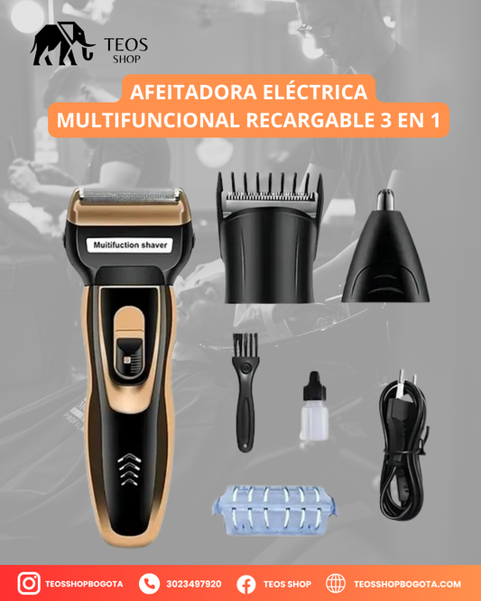 Afeitadora eléctrica multifuncional recargable 3 en 1