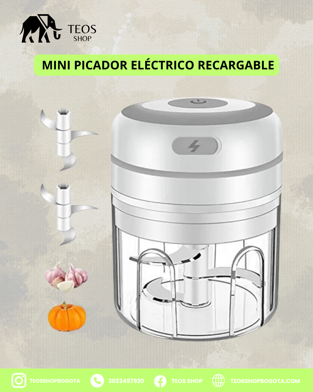 Mini picador eléctrico recargable