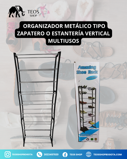 Organizador metálico tipo zapatero o estantería vertical multiusos