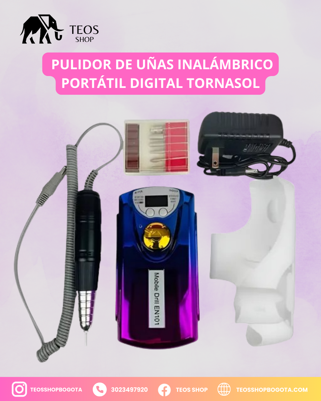 Pulidor de uñas inalámbrico portátil digital tornasol