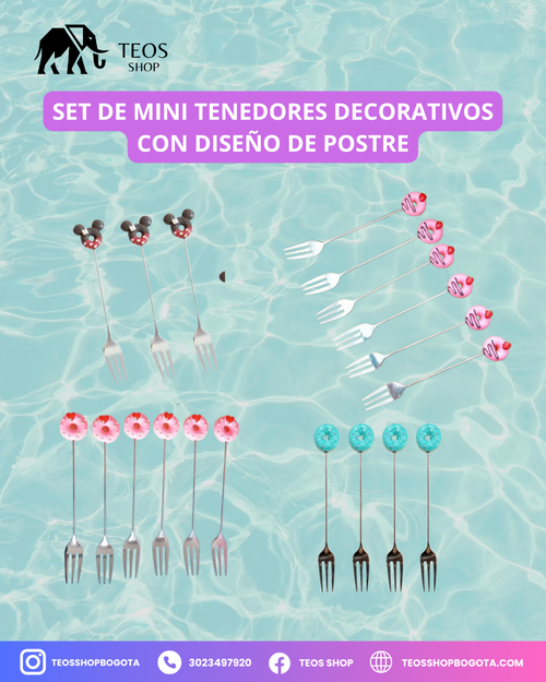 Set de mini tenedores decorativos con diseño de postre