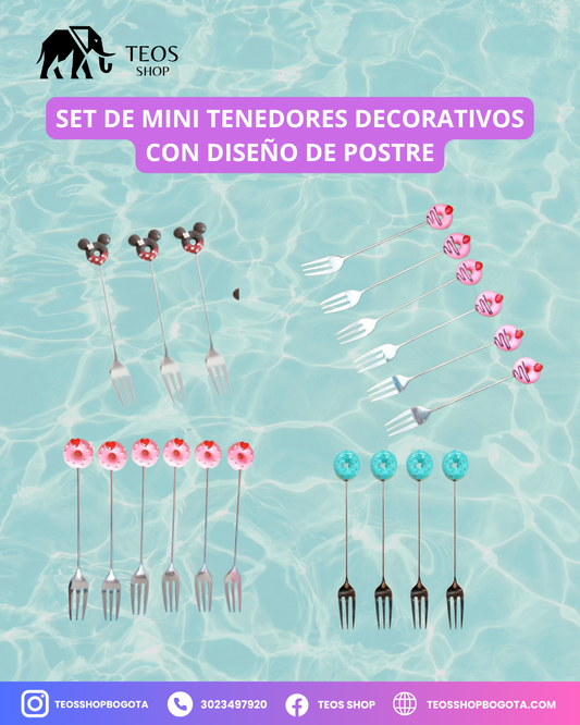 Set de mini tenedores decorativos con diseño de postre