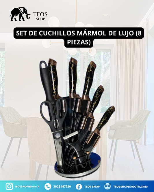 Set de cuchillos mármol de lujo 8 piezas.