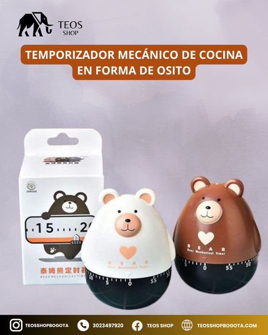 Temporizador mecánico de cocina en forma de osito