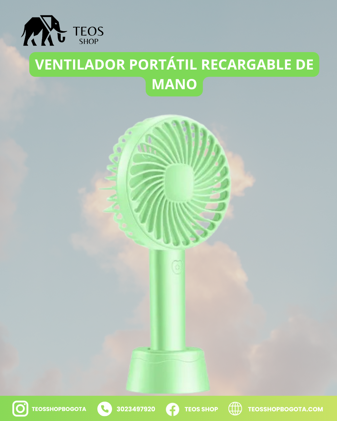 Ventilador portátil recargable de mano